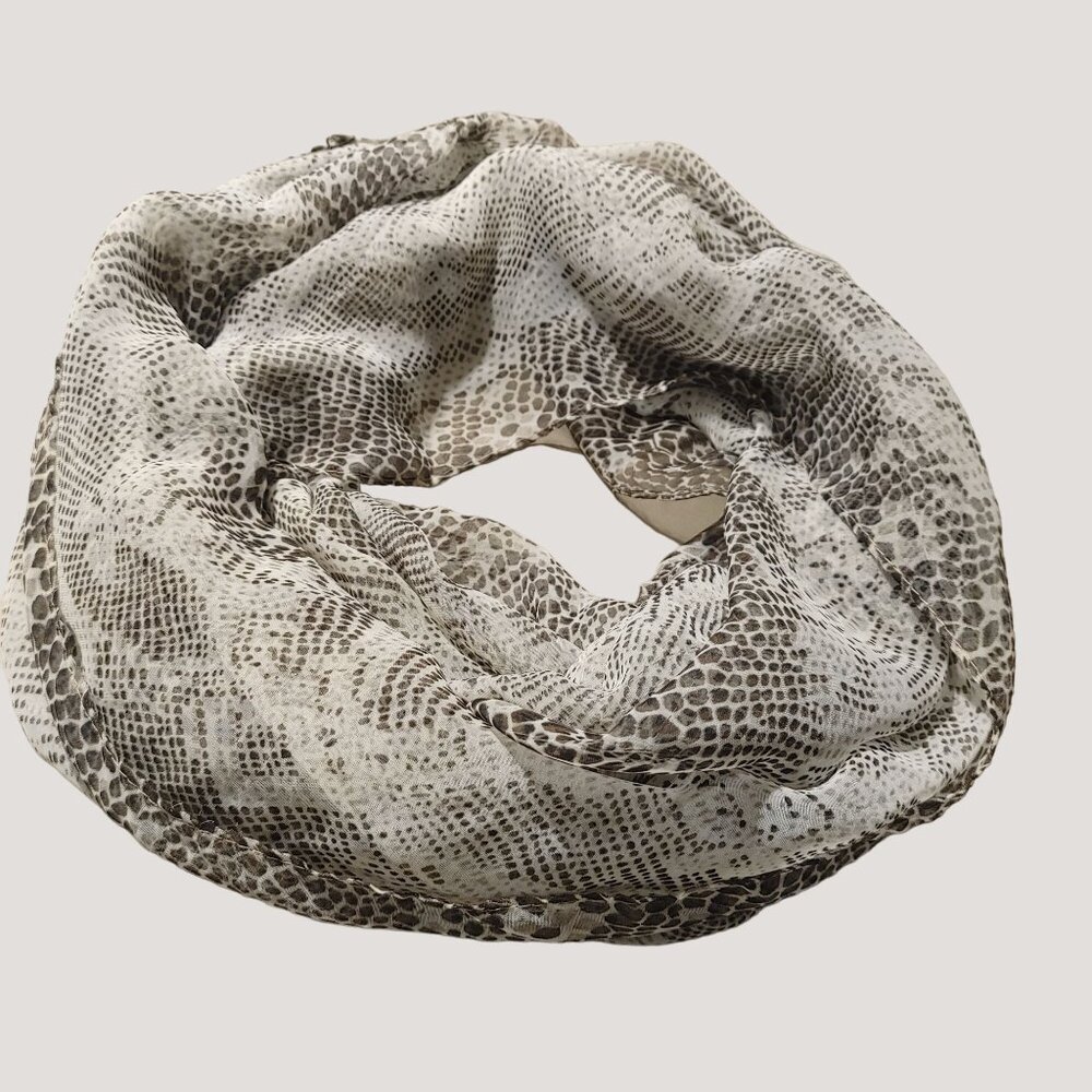 Leopard Print Infinity Scarf By The Limited 100% Polyester Neutral Tones Lightwe